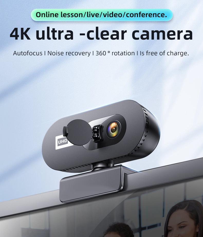 UHD 4K Autofocus USB Camera with Built-in Mic and Privacy Cover