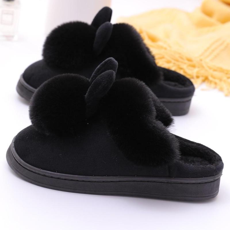 Women's Winter Home Furry Rabbit Ears Indoor Slippers Soft Comfort Footwear Shoe