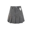 2024 Plus Size Grey High-Waisted A-Line Pleated Skirt - Tummy Slimming & Concealing Mini Skirt for Women