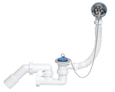 Bathtub Siphon With Metal Strainer, Stopper And Chain