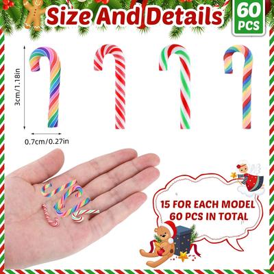 60 Pcs Christmas Crafts Plastic Fake Candy Decor Peppermint Ornaments Rainbow Mini Faux Candy for Tree Hanging DIY Xmas