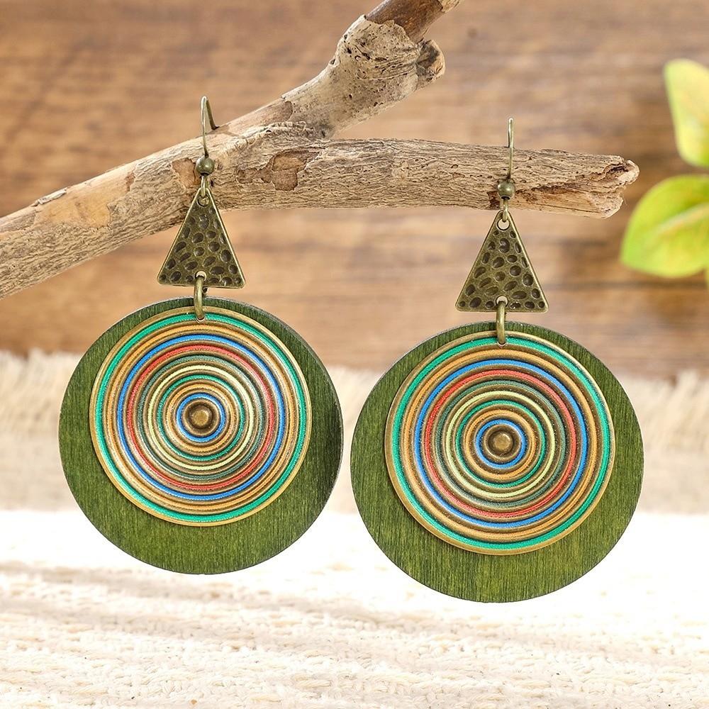 Vintage Spiral Round Earring Bohemian Style Ethnic Earrings Fashion Pendant Earrings  Party Jewelry