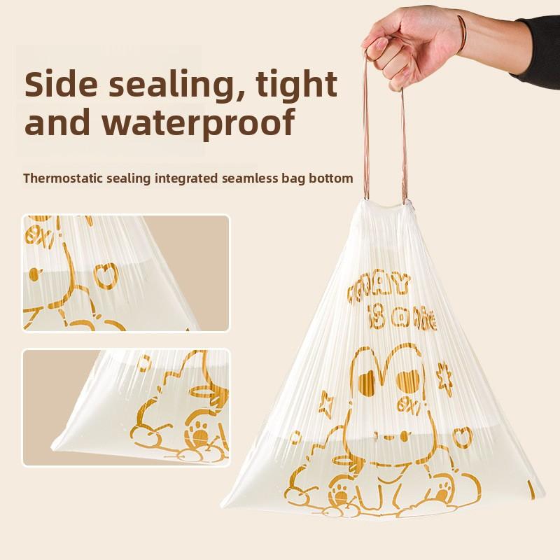 Bedruckte Müllbeutel mit Kordelzug, Dicke mit großem Fassungsvermögen, auslaufsicher, hochtemperaturbeständig, großformatige selbstverschließende Müllbeutel