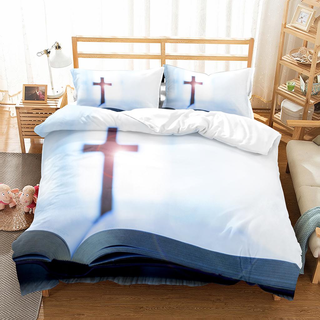 Comforter Christianity Bible Jesus Theme Religion Christian Cross Black Polyester King For Kids Adults