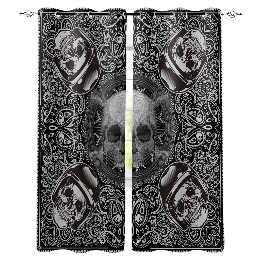 Skull Head Wall Skeleten Hall Window Curtains For the Kids Bedroom Living Room Bthroom Treatments Kitchen Decor Drapes Blinds