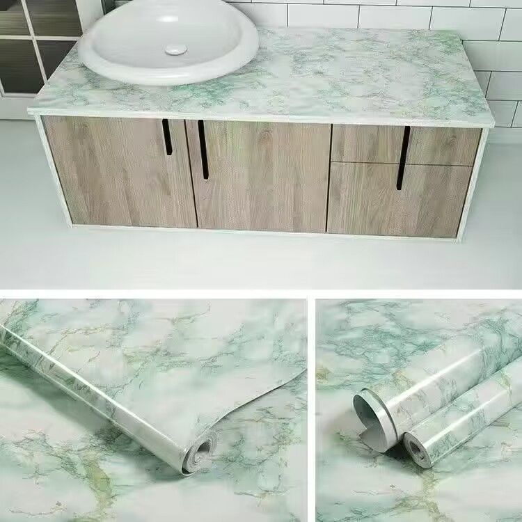 Self Adhesive Oil-proof Water-proof Heat-resistant - 1 Roll 0.12mm Thick - Marble Pattern PVC Wallpaper - Easy To Install Kitchen Wall Stickers