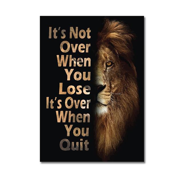 Lion Motivational Posters and Prints Inspirational Positive Quotes Animal Wall Art HD Pictures Canvas Painting Office Home Decor