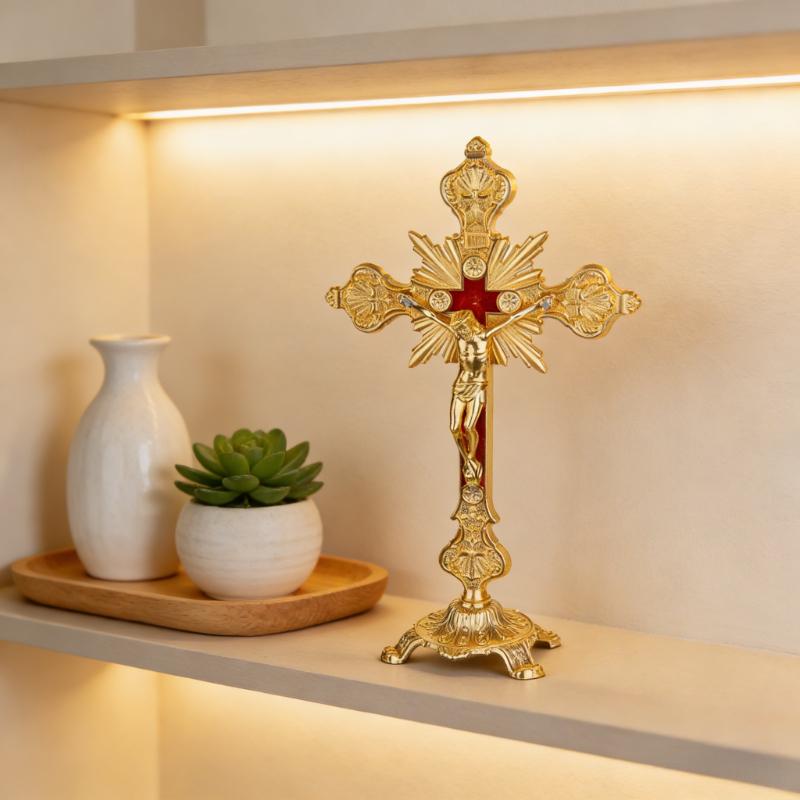 1Pc Church Relics Figurines Crucifix Jesus Christ on Stand Cross Home Chapel Wall Decor Decoration Home