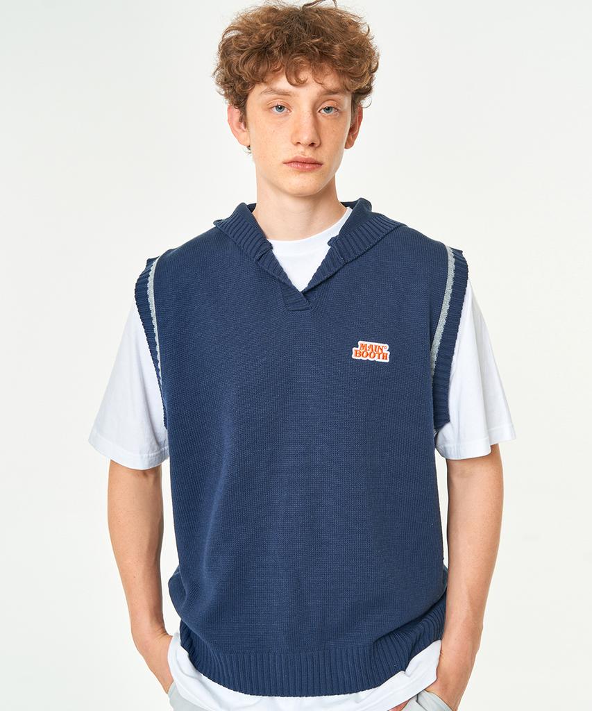 Mainbooth Original Logo Patch Knit Vest(Navy)
