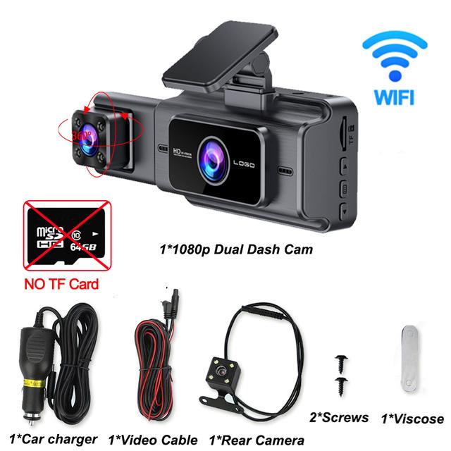 3 Camera Dash Cam For Cars WIFI Car DVR 1080P 3Inch Video Recorder Rear View Camera G-Sensor Black Box Car Accessory Car Dvr