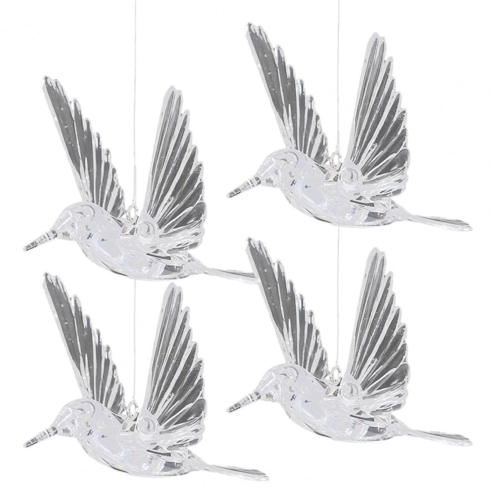 Transparent Decorative Bird Transparent Acrylic Bird Decor Hummingbird Hanging Ornaments with Hooks Transparent Flying Bird