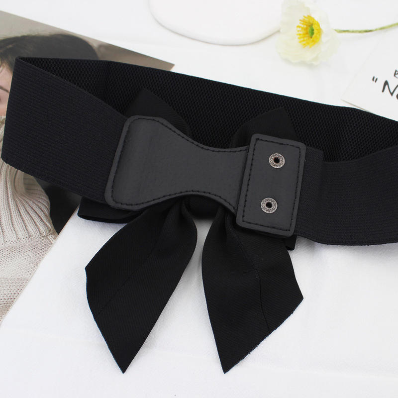 New Women Stretch Waist Belt Straps Elegant Wide Side Waistband Large Bow Elastic Belts For Girls Dress Coat Cummerbunds Corset