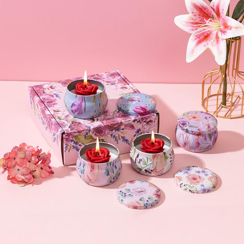 Tin Can Soy Wax Scented Candle Gift Set with Plant Essential Oils for Long-Lasting Indoor Fragrance