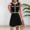 This Spring and Summer Women's Dress Is Elegant and Stylish Featuring A Round-neck Knitted Dress