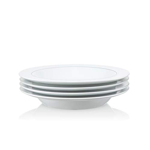 BODUM BLÅ Deep Plates, 24cm, Set of 4, Porcelain, Designed by Architect/Designer Grete Meyer, Microwave, Oven, Dishwasher, and Freezer Safe. [Authenti