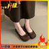 Retro soft-soled round head shallow mouth versatile single shoes grandma shoes Doudou shoes French Mary Jane shoes flat large size women's shoes