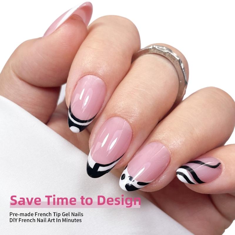 150 Pieces French Press On Nail Pre Applied Base Coat and Primer No Filing Needed for DIY Nail Art Salon Quality Nail