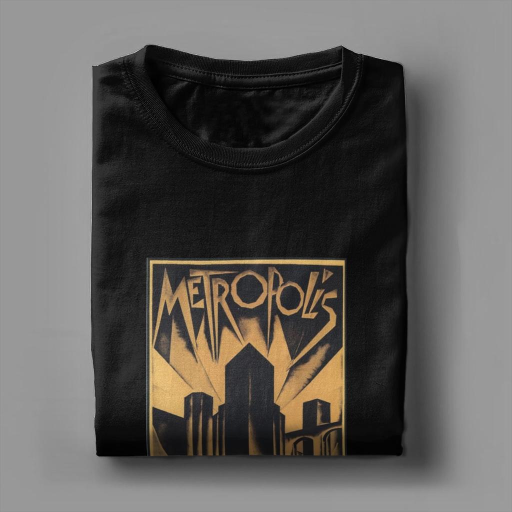 Neuheit Metropolis Fritz Lang Film T-Shirt für Herren O-Ausschnitt Baumwoll-T-Shirts Kurzarm-Tees Sommer-Tops