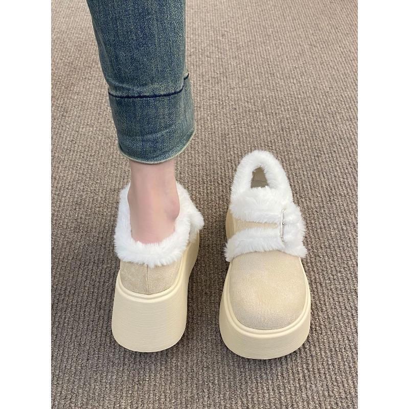 

Women s Faux Fur-Lined Thick-Sole Height-Boosting Winter Lightweight Warm Snow Boots Anti-Slip Durable Casual Sports Fleece-Lined Boots 40