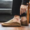Men’s Retro Moccasins Shoes Fashion Casual Slip On Flats Driving Shoes Black Khaki Wide Head Shoes Plus Size