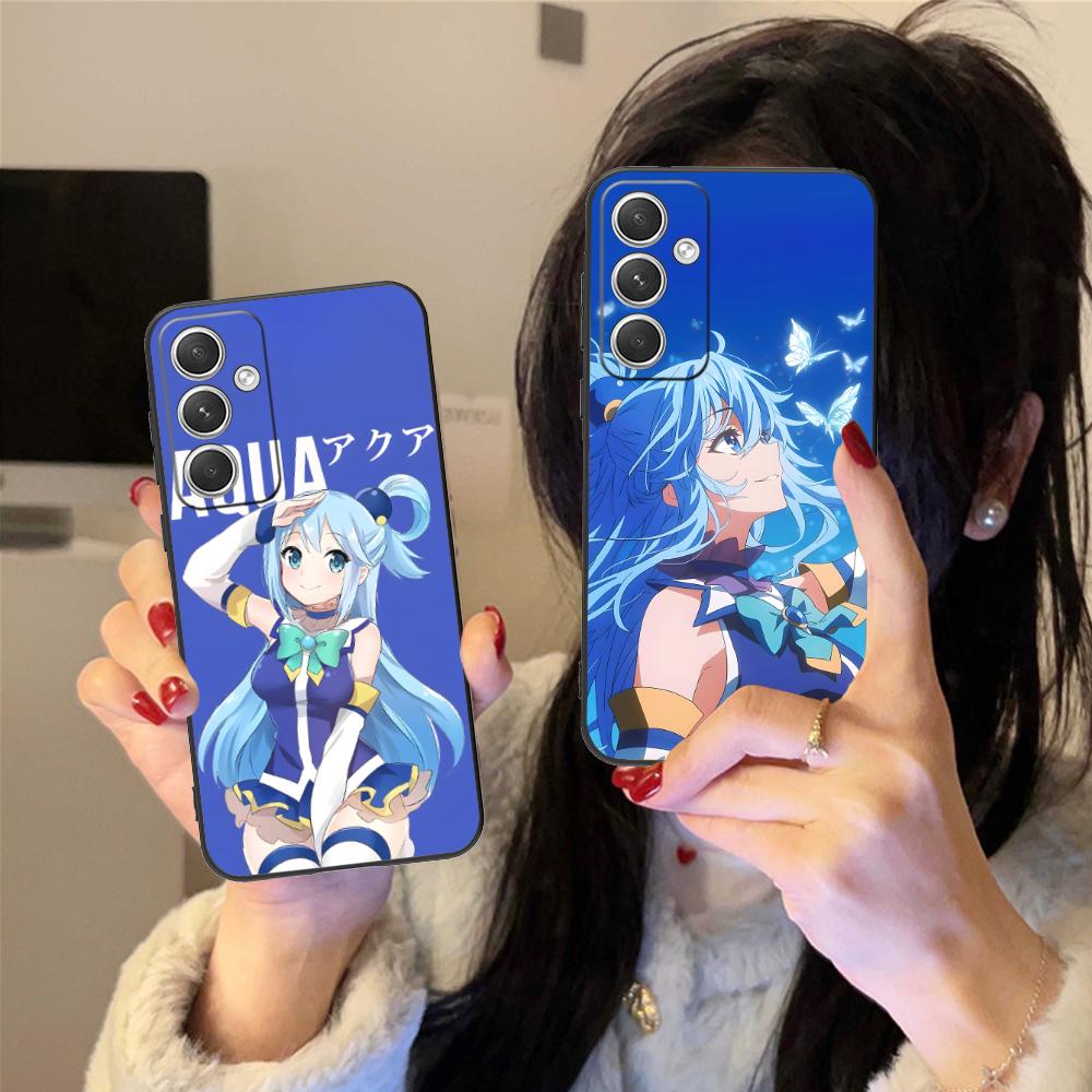 Konosuba Aqua Mobile Phone Case for Samsung Galaxy S25 S24 S23 S22 S21 S20 Note20 Plus FE Ultra Colour Protective Luxury Cover