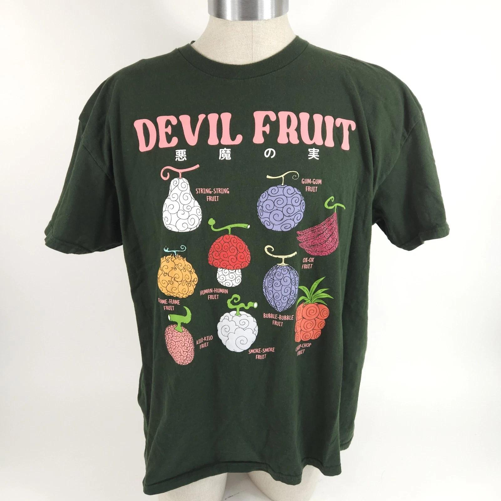 One Piece Anime Devil Fruit Black T-Shirt Size XL L