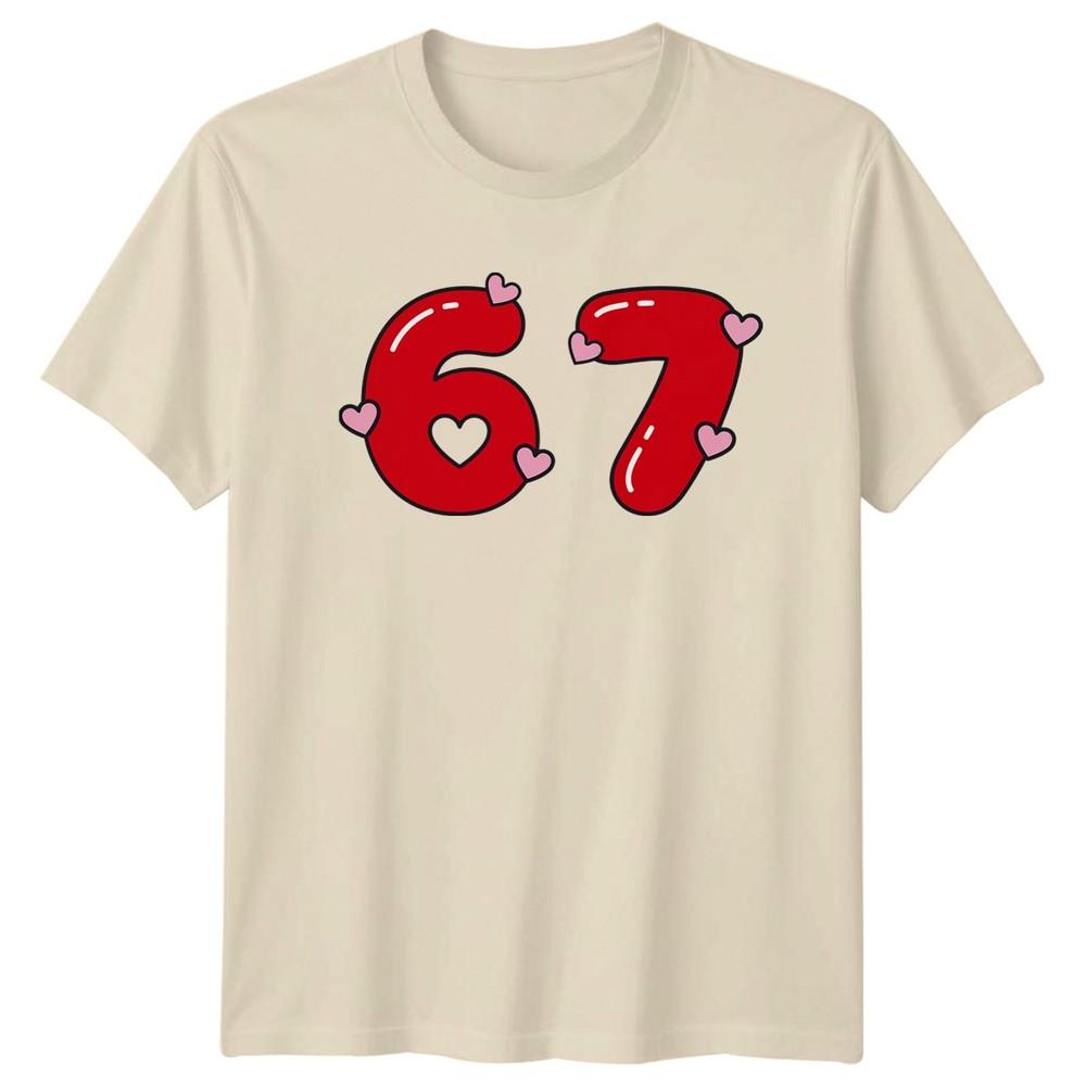 67 Birthday Love Hearts Cute TShirt 67th Anniversary Milestone Birthday