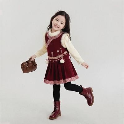 New Arrival: Girls' Winter Chinese Style Vest & Skirt Set (Two-Piece - CM1838T)