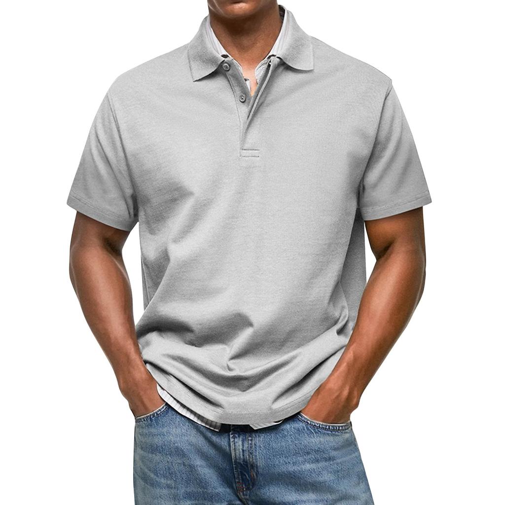 Men's Summer Solid Color Hidden Button Short Sleeve Loose Shirt Men's Casual Fashion Tops