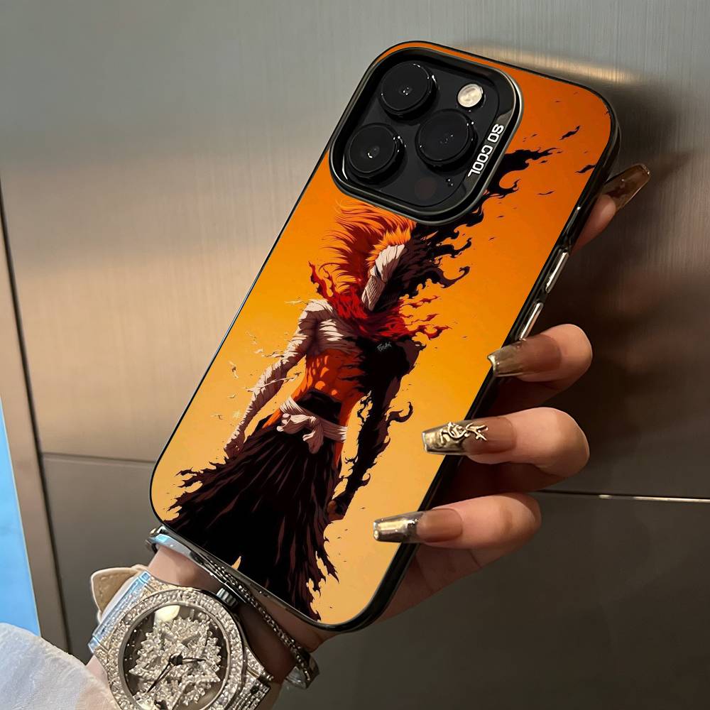 

B-Bleach- аниме Ичиго Куросаки Чехол для телефона для iPhone 17,16,15,14,13,12,11 Plus Pro Max Цветной Серебряный Чехол для телефона iPhone12ProMax
