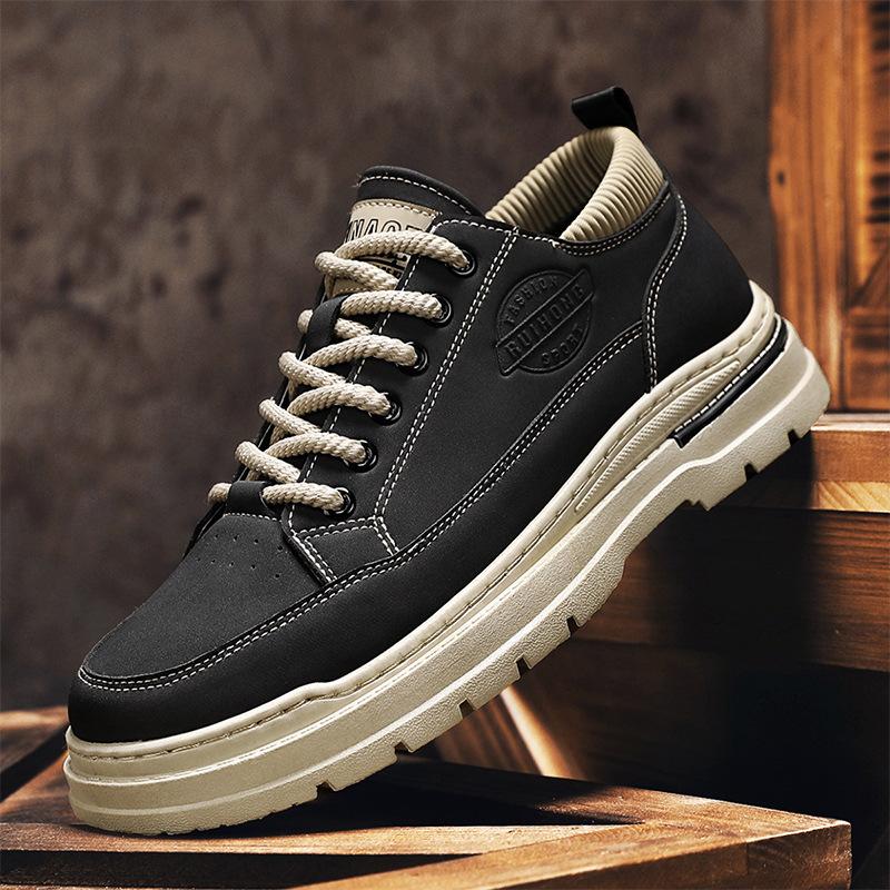 2024 Autumn New British Style Leather Outdoor Martin Shoes Retro Platform Heightening Casual Versatile Lace-up Men's Shoes
