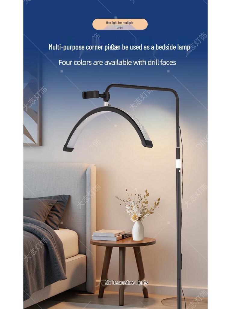 24" U-Shaped LED Beauty Lamp with Floor Stand for Nail, Tattoo, and Eyebrow Art.