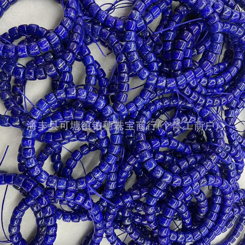 Natural Lapis Lazuli Straight Cut Tablet Bead Bracelet Wenwan Bracelet Less White And More Gold Lapis Lazuli Straight Cut Old Bead Bracelet