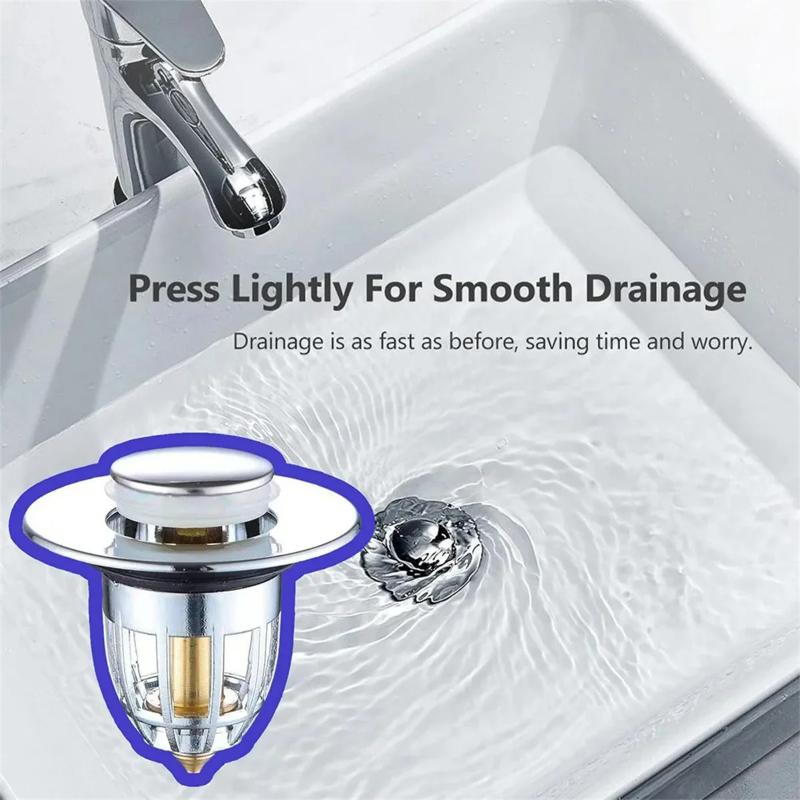 Universal Rebound Drain Plug Filter Household Bounce Core Push Type Drain Filter Kitchen Sink Bathroom Bathtub Plug Water Stop