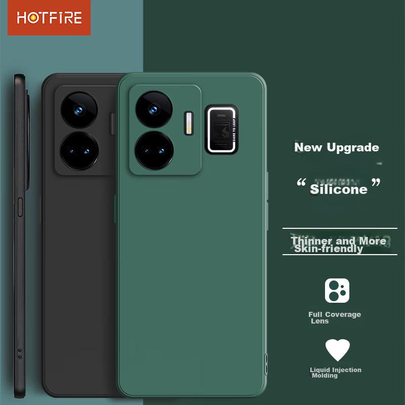 HotFire Phone Case for Realme GT Neo 5, Protective Cover with Upgraded Shockproof Silicone Lens Protection, Unisex Frosted Design - Midnight Black