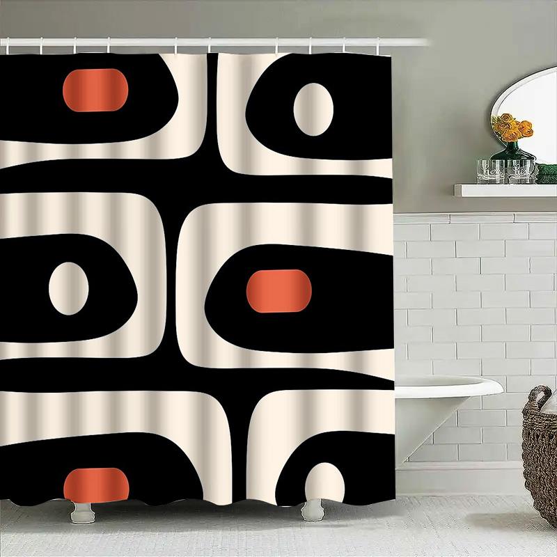 Shower Curtain Abstract Modern Art Black And White Bathroom Decor Washable Waterproof Fabric Liner Vintage Home Textile