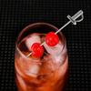 Paquete de 5 palillos de cóctel de acero inoxidable con diseño de cuchillas, brochetas portátiles de metal para fruta y aperitivos.