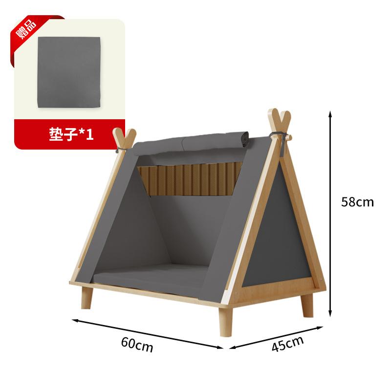 

Small Dog House Pet Tent 4 Seasons Bed Enclosed Safe Space Teddy Summer Raised Cot 60 45 58 серый