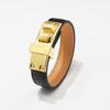 Trendy Punk Lychee Grain Single Loop Leather Belt Buckle Alloy Pu Bracelet Hot Selling Bangle