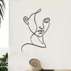 Bohemian Style Single Line Black Iron Wall Art Female Profile Outline Modern Home Decor Christmas Gift