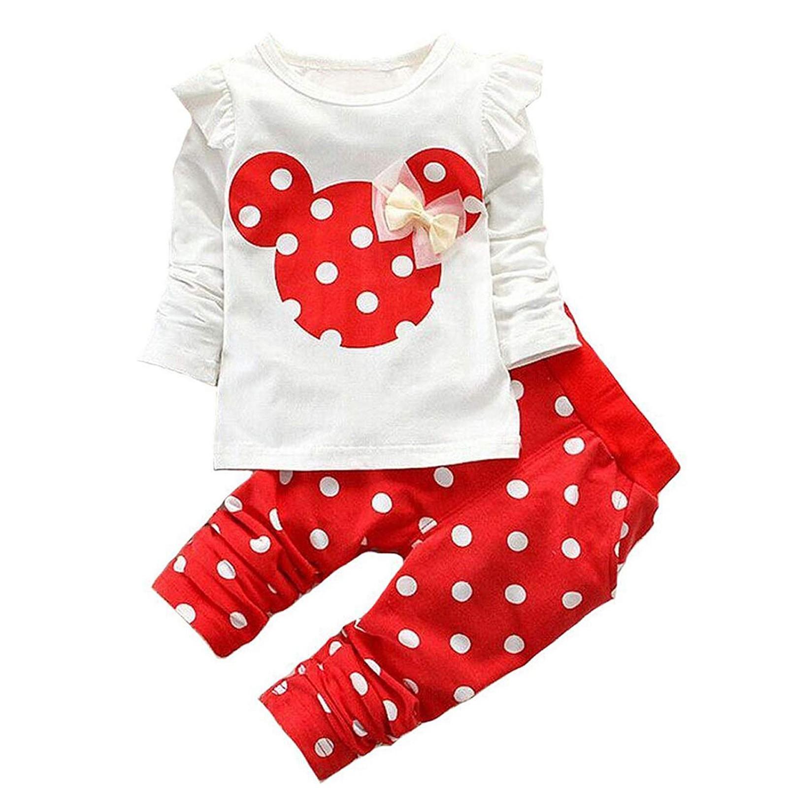

Милый комплект одежды для маленьких девочек, футболка с длинным рукавом и штаны, детские наряды из 2 предметов 110 красный