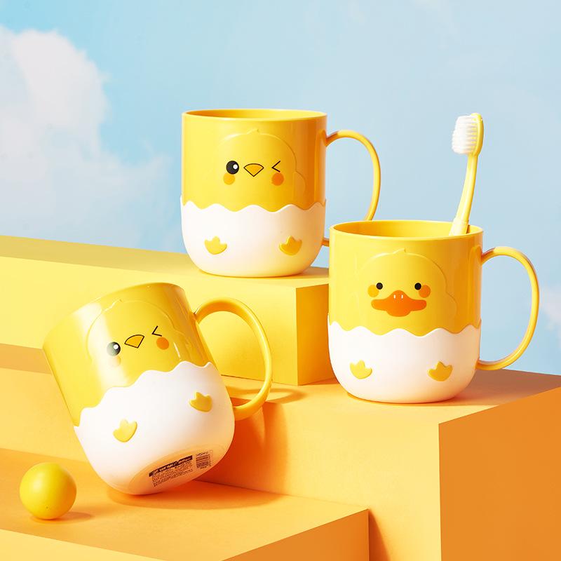 New Thickened Cartoon Chick Toothbrush Cup - Cute Yellow Duck Design for Students