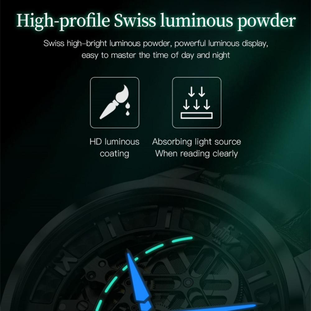 OUPINKE Men's Watch Automatic Mechanical Watch Hollow Business Waterproof Mechanical High-end Watch