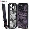(Comes with wrist strap)IBMRS for Apple iPhone 14 pro Case 6.1 Inches camo Transparent Hard Back Shockproof TPU Frame Case