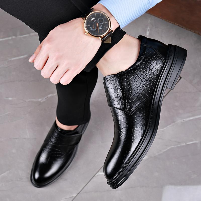 Men's Classic Leather Shoes Business Platform Loafers Work Men Slip On Dress Shoes New In Zapatos De Vestir Hombre