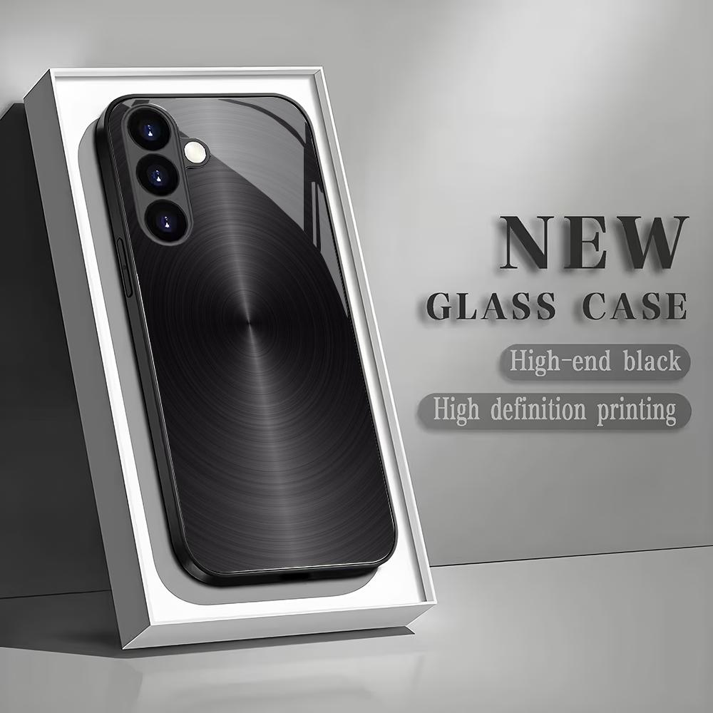 Black art tempered glass phone case suitable for Samsung Galaxy S26 S25 S24 S23 S22 S20 FE/Ultra/Plus anti drop back cover