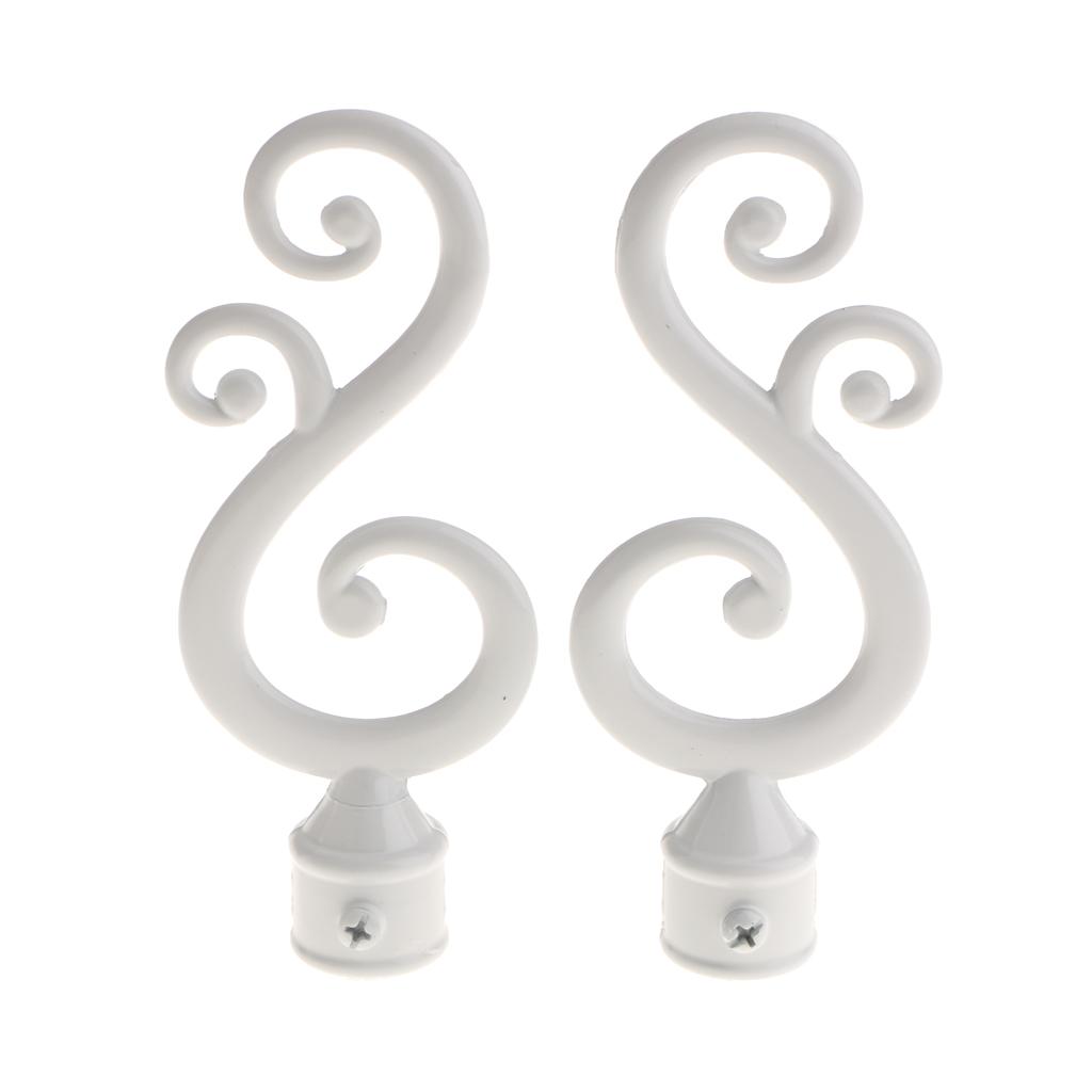 2pcs Curtain Pole Recess Bracket Curtain Rod Finials Window Treatment Hardware