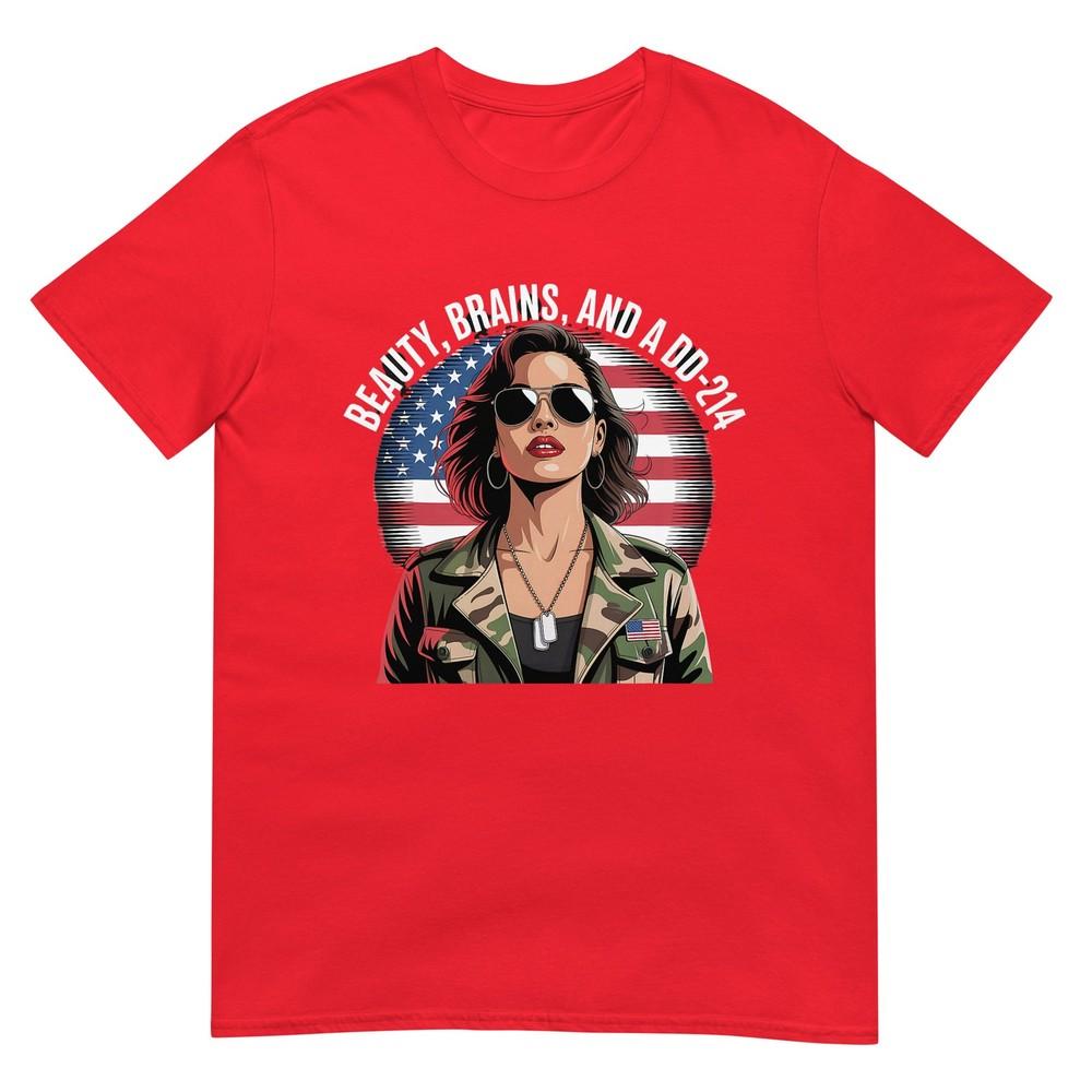 Beauty Brains And A Dd214 Military Veteran Pride Tshirt S