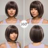 Women Short Wigs with Bangs Stylish Brown Mixed Blonde Hair Synthetic Wave Wig for Daily Cosplay Use Heat Resistant Fibre