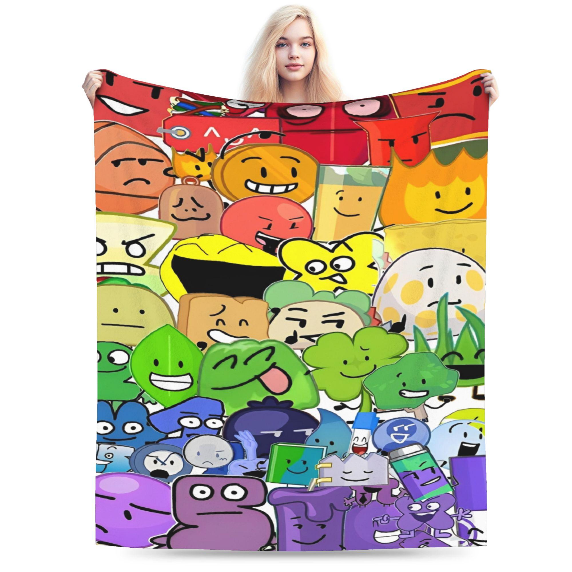 BFDI Inanimate Insanity Flannel Blanket Warm Soft Throw Blanket for Outdoor Travel Office Funny Bedspread Sofa Bed Cover 75x90cm